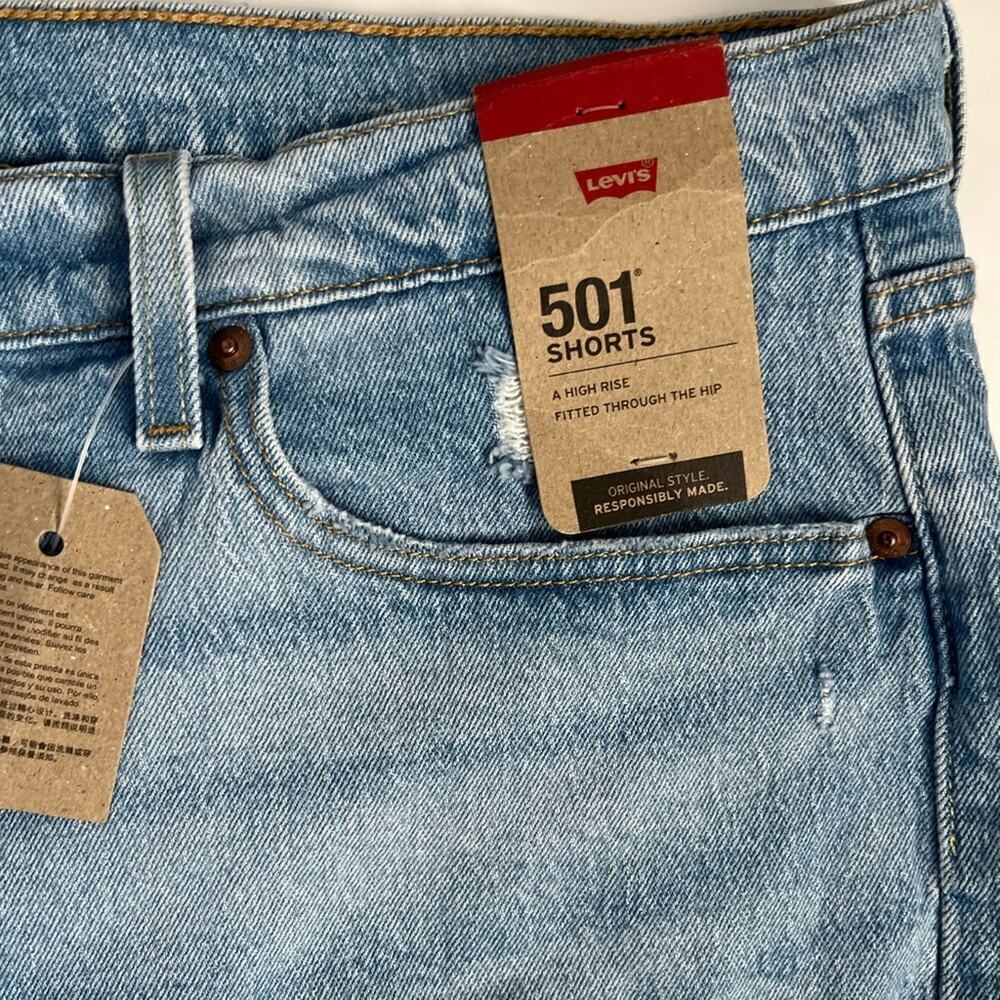 Levi's 501 high rise mid thigh Denim cut off Shorts 18W NWT - Picture 5 of 13